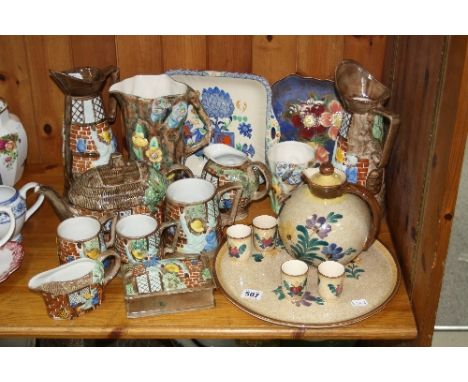 RADFORD POTTERY, to include Butterfly Ware jug, height approximately 22cm and vase height approximately 12cm, various tavern 