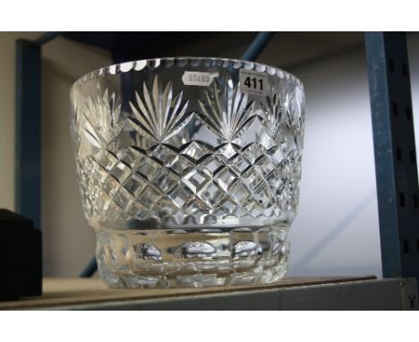 A LARGE CUT GLASS VASE, of circular form, diameter approximately 24cm