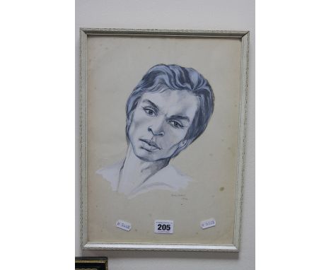 SUSAN HERBERT (1945-2014), portrait study, mixed media, signed and dated 1968 lower right, approximately 34.5cm x 24.5cm