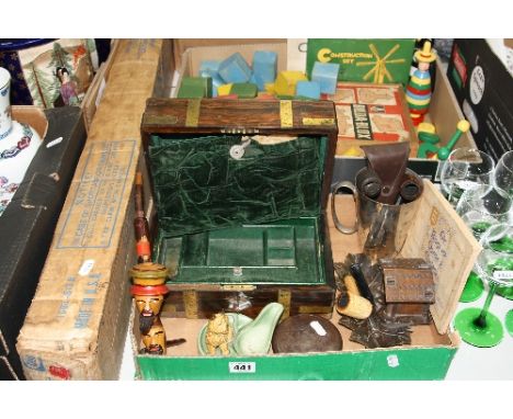 BOXED PROJECTOR SCREEN, children's wooden toys, Victorian rosewood jewellery box, smoking ephemera, etc