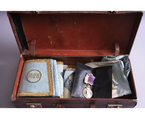 A CASE OF MASONIC, including sash, medal, etc