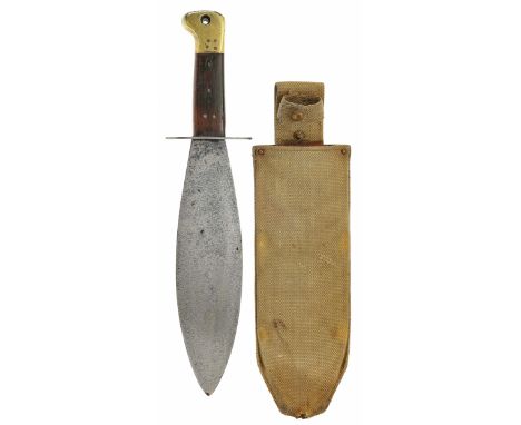 WW2 British Army Issue Brass Pommel Smatchet Fighting Knife.A good and scarce example, with single edged leaf shape blade. Th