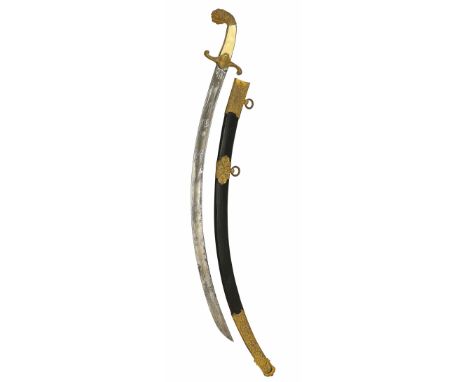 19th Century Austrian Officer’s Sword.A fine quality example, the curved single edged 27 inch blade with etched decoration in