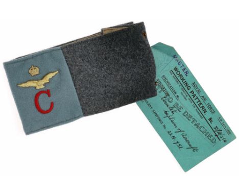 WW2 1944 Captain of Aircraft Sealed Pattern Armband.A rare example, retaining large working pattern label and wax seal. Dated