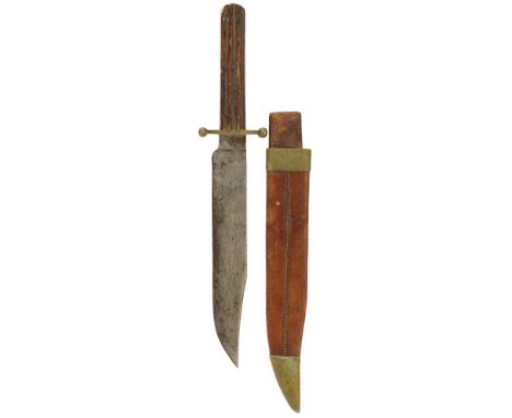 Victorian Bowie Hunting Knife by Rodgers &amp; Sons Sheffield.The flat plain bowie blade is a length of 8 inches, with cutler