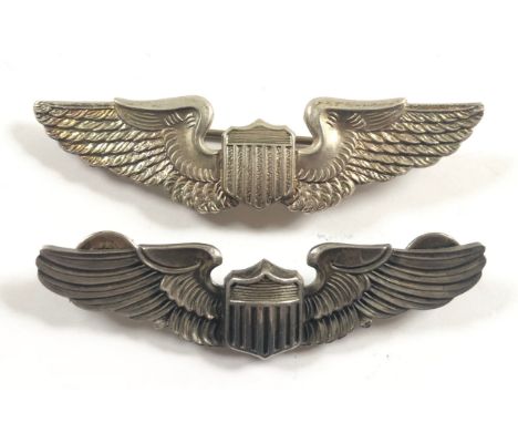 WW2 Period British Made US Army Air Force Pilot Wings.A good unmarked silvered example with pin and hook fitting indicating m