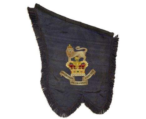 Scottish. King’s Own Scottish Borderers Victorian pipe banner.A good rare blue cotton swallow tailed example with blue twist 