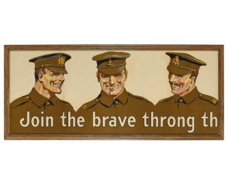 WW1 Long Army Recruiting Poster “Join The Brave Throng That Goes Marching Along”A rare long poster of the type seen on the si