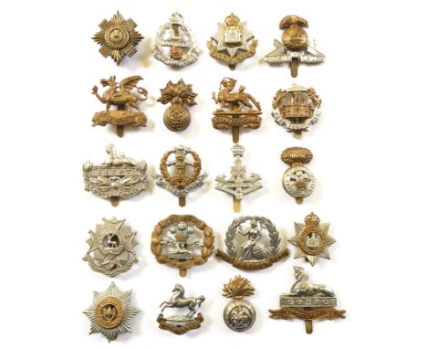 20 WW1/WW2 Infantry cap badges.Scots Guards ... E. Lancashire ... E. Surrey ... Lancashire Fusiliers ... Buffs ... R. Fusilie