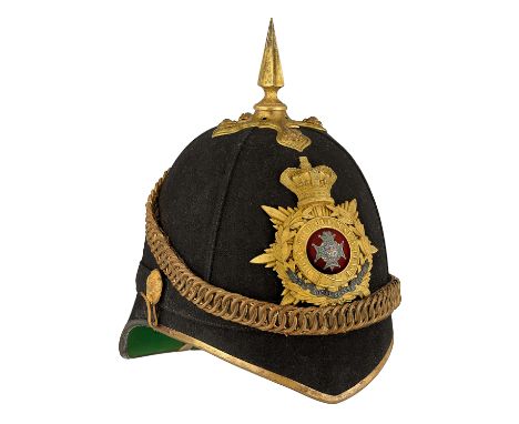 Royal Sussex Regiment Victorian Officer’s helmet circa 1881-1901.A good example of the Home Service pattern blue cloth helmet