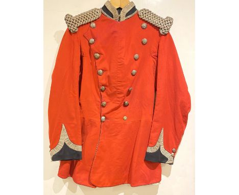 Mid 19th Century Leicestershire Yeomanry Victorian Officer’s TunicA very rare double breasted scarlet lancer style uniform c 