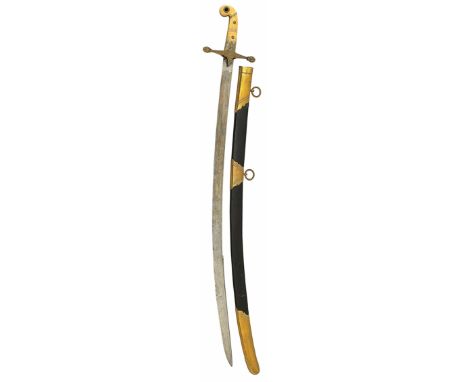 19th Century Fighting Mameluke Hilted Sword.This example with a plain 32 1/2 inch blade, no cutler’s or retailer’s details to