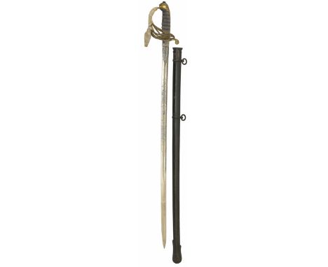 Victorian Rifle Volunteers Officer’s 1847 Pattern Sword.A good example, the slightly curved blade with etched decoration of a