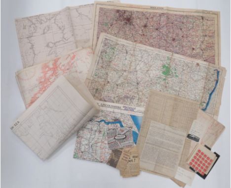 WW2 RAF Small Selection of Various Items of Ephemeraincluding Navigational Observation sheet dated 22/11/44 ... Large route m