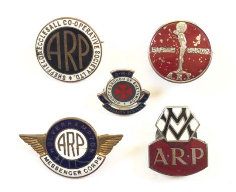 WW2 Home Front ARP Factory Badges Etc.Comprising: “Sheffield &amp; Ecclesall co-operative Society Ltd ARP” (small enamel chip