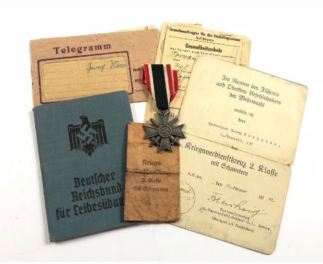 German Third Reich attributed 1939 War Merit Cross 2nd class.Grey metal War Merit Cross 2nd class together with 25/1/1941 awa