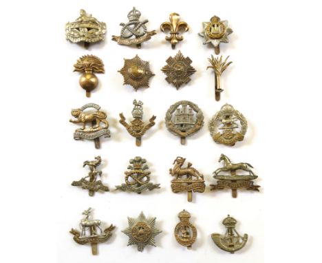 20 WW1/WW2 Infantry cap badges.Gloucestershire ... South  Stafford ... Manchester (post 1923) ... Devon ... Guards: Grenadier