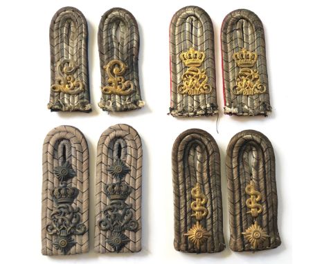 WW1 Imperial German Officer’s Bullion Pairs of Shoulder Straps.A good selection comprising: four pairs, retaining applied gil