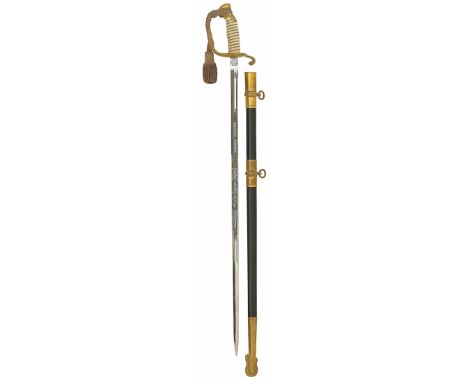 United States Naval Officer’s sword.A good clean example, the blade is decorated with fouled anchor and device of the US Navy