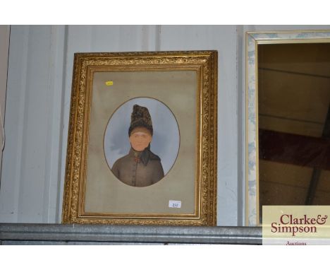 A 19th Century gilt framed overpainted portrait print of a Russian lady