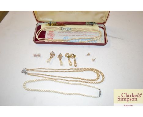 Three miscellaneous faux pearl necklaces 