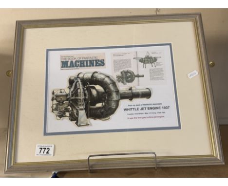 A cutaway collage of a Whittle jet engine 1937 from the book of Fantastic Machines