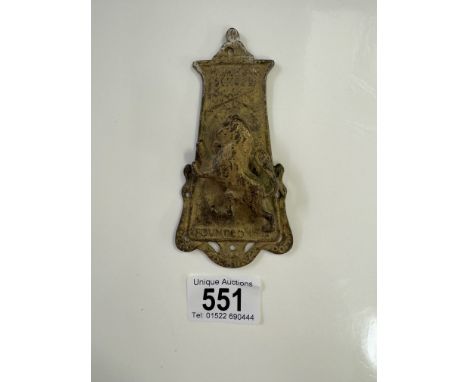 A vintage brass Harrow school door knocker Rd No 553858