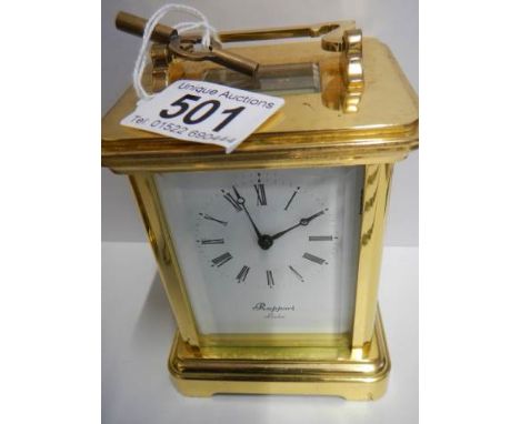 A good quality mid 20th century brass repeating carriage clock by Rapport, London, in good working order.