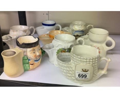 A collection of vintage ceramic shaving mugs