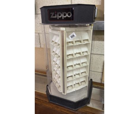 A shop display cabinet for Zippo lighters.