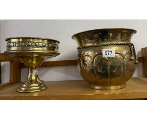 A vintage brass planter &amp; a comport