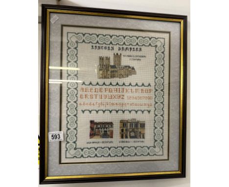 A framed &amp; glazed Lincoln sampler
