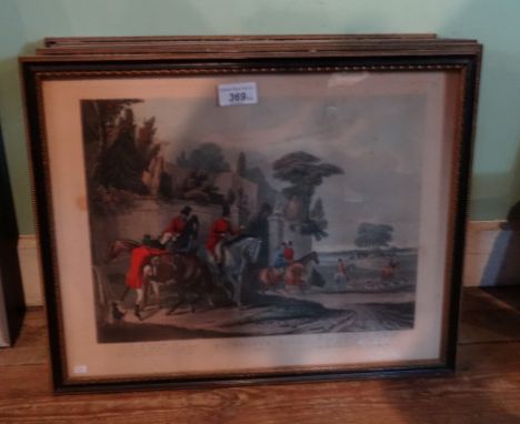 Bachelor's Hall, a set of six 19th century coloured hunting prints, each framed and glazed.