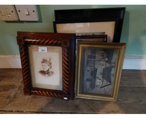 A Victorian crystoleum, together with a print after E. Seymour-Howell, a photograph image of a Victorian lady and two other p