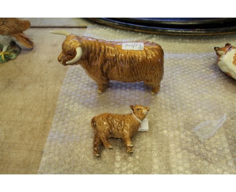 Beswick pottery Highland bull & calf