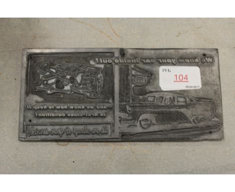 Metal Esso adverting printing plate