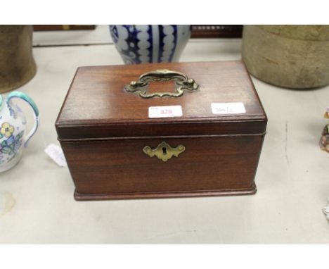Georgian mahogany tea caddy & leather covered jewellery box