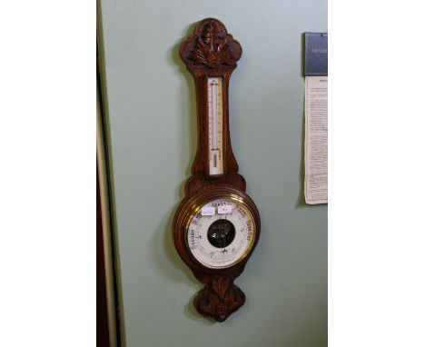 Oak wheel barometer