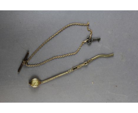 Ladies Gold Rotary watch (af) & 9ct chain