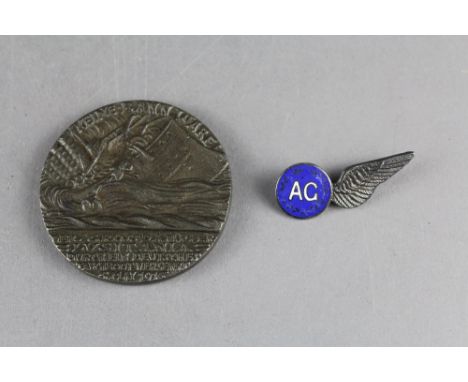 Lusitania medal and silver and enamel Air Gunners badge