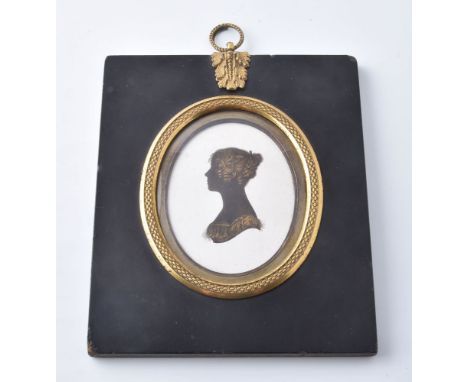 Attributed to John Field   Portrait of a young lady called Georgiana, Lady Portarlington Silhouette painted on plaster with b
