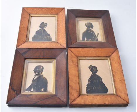 Hubard Gallery (1822- circa 1845) Portrait of a young lady to sinister; another to dexter Cut paper silhouettes with bronzing