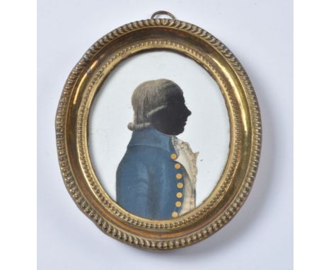 W. Phelps (fl. 1784- circa 1791) Profile portrait of a gentleman Painted in colours on plaster 8.7cm x 6.8cm, oval In a press