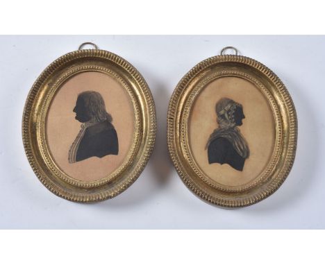 Attributed to Thomas Wheeler (fl.  circa 1783-  1810)   Portrait of a gentleman   Portrait of a lady   Silhouette painted on 
