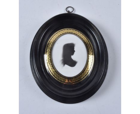 Studio of John Miers (circa 1795)   Portrait of a child called M. H. Wall Ætat. 12   Silhouette painted on plaster   8.7cm x 