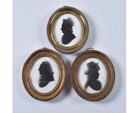 J. Thomason (fl. 1786- circa 1800)   Silhouette portrait of a gentleman and two of ladies   The ladies named verso Eleonora M
