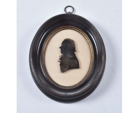 British School (circa 1790)   Portrait of a gentleman called William Bennet   Silhouette painted on glass   9.5cm x 7.2cm, ov