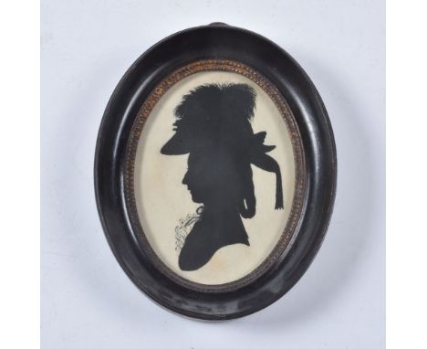 Mrs M. Lane Kelfe (fl. circa 1778-1794) Portrait of a lady Silhouette painted on paper 10cm (4in) high, oval   In an oval ebo