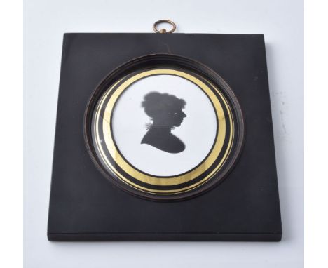 John Miers (circa 1758-1821) Portrait of a young lady called Miss Heming   Silhouette painted on plaster   8.2cm x 6.3cm, ova