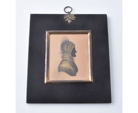 John Field (1772-1848)   Portrait of a lady called Mrs Leaf (née Peacock)   Silhouette painted on card with bronzing   7.7cm 